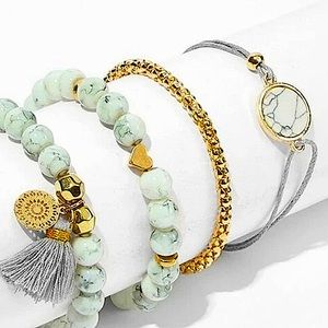 2 FOR $20 BOHO BEADED TASSEL BRACELET SET